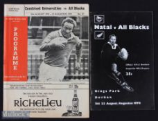 1970 Natal and Combined Universities v NZ Rugby Programmes (2): The first excellent, the second a