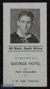 1949 NZ Rugby Tour to S Africa Itinerary Booklet: Lovely small 12pp blue card & paper item with Fred