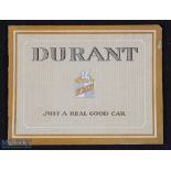 Automotive - Durant 1922 an interesting 16 page sales catalogue with illustrations of 4 models and