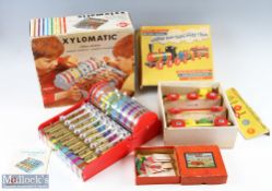 Period Tinplate and Wooden Toys to include a tinplate xylomatic game made in Spain, with box, a
