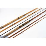 2x Unnamed Whole Cane Float Rods 10ft 6in 3 piece, tip section refurbed, and 9ft 9in 3 piece with
