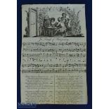Song Sheet - In Praise of Burgundy engraving from Henry Roberts 'Calliope, or English Harmony',
