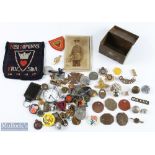 WWI and WWII Military Cap Badges, Buttons, Title, Tags, 1942 Tin, plus police buttons, commemorative