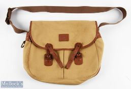 Hardy Alnwick canvas and leather shoulder fishing bag 14" x 16" x 4", open rear pocket, large
