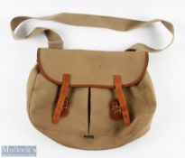 Brady Halesowen canvas and leather fishing bag 11" x 14" x 3", large inner pocket with liner, two