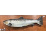 1939 Carved Wooden Sea Trout 19lbs 8oz mounted on board with typed history, it was the world