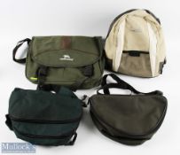 A collection of fishing bags, comprising: 1x Cormoran shoulder bag 14" x 12" x 4", one large and two