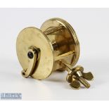 Scarce 19th century D Murray 1 3/4" brass spike winch reel shaped handle, missing knob, stamped with