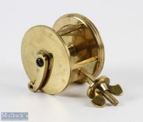 Scarce 19th century D Murray 1 3/4" brass spike winch reel shaped handle, missing knob, stamped with