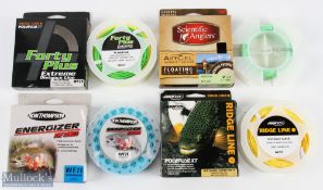 Collection of trout fly lines comprising: unused Scientific Anglers Aircel WF7 float, Airflow
