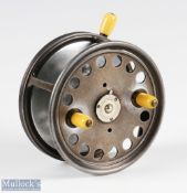 Hardy Bros "The Silex No 2" casting reel, 4 3/8" spool, 3 screw latch, twin ivorine handles on brass