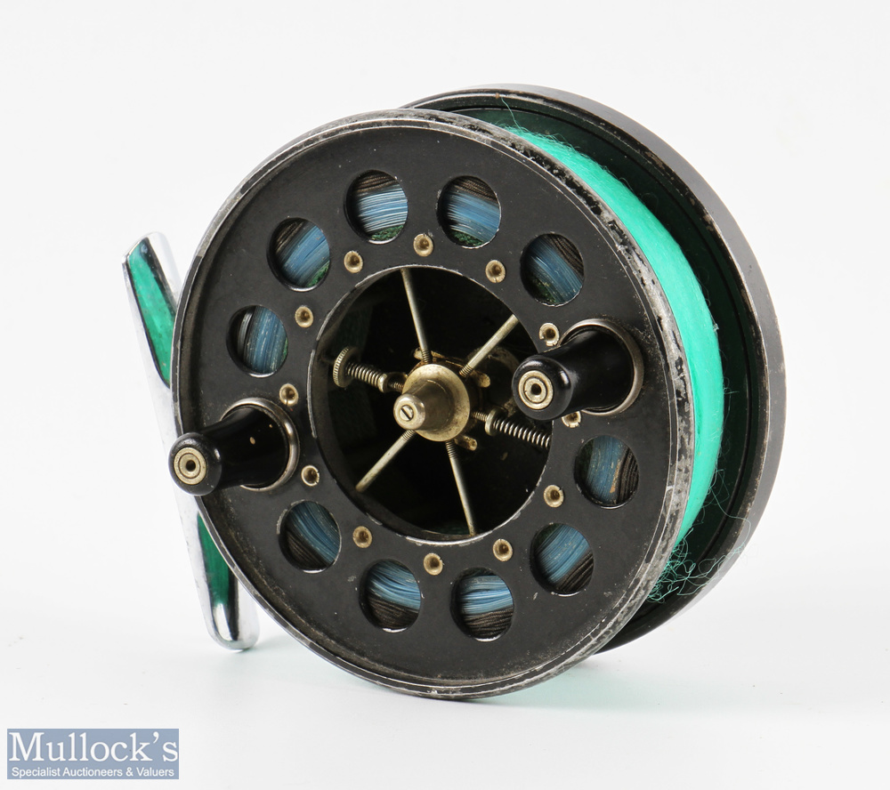 Allcocks Redditch Aerial centre pin reel 3 3/4" wide, 6 spoke spool with spindle tensioner and spool