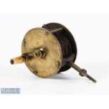 Scarce 19th century unnamed brass 2 1/2" spike winch reel brass handle with bone knob, brass wing