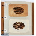 Leather Folder A Holding Collection of Period Feathers for Fly Tying, all within window cards - with