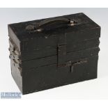 The Holborn Surgical Instruments, London, black japanned cantilever box, 11 1/2" x 6" x 8 1/2", 4x