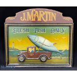 Painted decorative wooden Fishing Sign Country Corner, J Martin Fresh Fish Daily, a good-looking