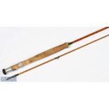 Foster Brothers Ashbourne "The Brook" split cane fly rod, 8' 2pc alloy sliding reel fittings,
