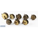 8x small brass reels: all requiring a little maintenance - 5 winches and 3 plate wind. A good