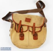 Hardy Alnwick canvas and leather shoulder fishing bag 14" x 12" x 3 1/2" large single pocket (no