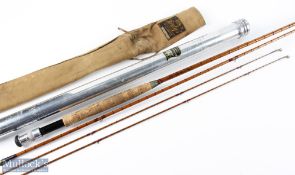 Hardy Alnwick "The Gold Medal" palakona fly rod, 9' 6" 3pc, plus spare tip, No E1321, alloy