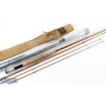 Hardy Alnwick "The Gold Medal" palakona fly rod, 9' 6" 3pc, plus spare tip, No E1321, alloy