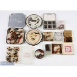 A collection of flies comprising - Hardy Bros alloy small dry fly tin with 6 spring loaded windows