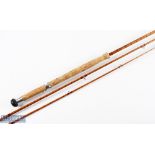 Fosters Ashbourne split cane fly rod 11' 3pc, line 7#, alloy sliding reel fittings, red agate butt/