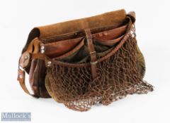 Unnamed leather sporting shoulder bag 13" x 9" x 4" approx., large pocket with 8 cartridge loops,