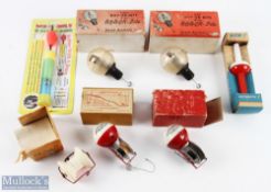 A collection of American boxed mechanical fishing floats made up of: 2x Posh Bros Milwaukee Bob-er-