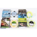 A collection of unused fly lines comprising: Impulse fly line WF7 float, Scientific Anglers Aircel