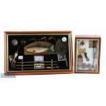 Framed Fishing Diorama Wall Display framed mounted under glass, together with a similar key box