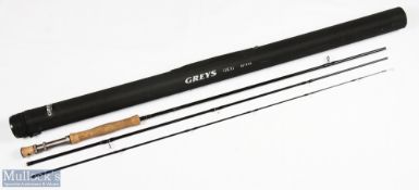 Greys GRXi carbon fly rod, 9' 6" 3pc line 7/8# double uplocking alloy reel seat, fighting butt,