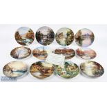 12x Danbury Mint 'Gone Fishing' limited edition plates - made by Wedgwood, artwork by Graham