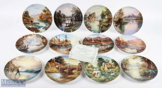 12x Danbury Mint 'Gone Fishing' limited edition plates - made by Wedgwood, artwork by Graham