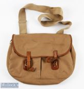 Brady Halesowen canvas and leather shoulder fishing bag 11" x 14" x 3", large inner pocket with
