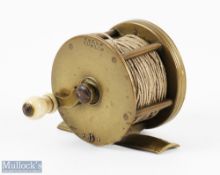 Kelly, Dublin 2 1/4" brass winch wind reel stamped makers marks to front with original turned handle