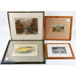 A collection of Fishing Engraving Prints and pictures - to include a Mark Chester signed print, a