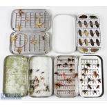 Hardy Bros alloy fly tins 6" x 3 1/2" 70/49 clips, 6 flies; Richard Wheatley slim alloy swing leaf