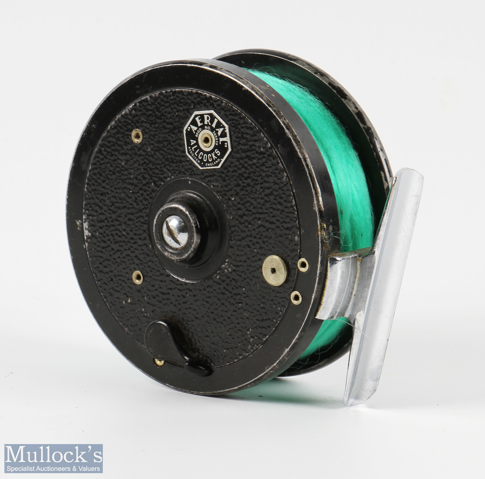 Allcocks Redditch Aerial centre pin reel 3 3/4" wide, 6 spoke spool with spindle tensioner and spool - Image 2 of 2