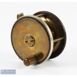 Kelly & Son, Dublin 3 1/2" brass and ebonite centrepin reel with script makers marks to brass