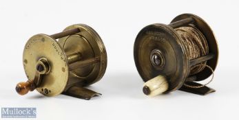 Kelly, Dublin 1 3/4" crank wind brass reel stamped makers marks to end plate, turn handle knob, runs