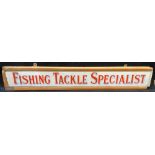 c1930 Enamel Shop Sign Fishing Tackle Specialists, a scarce original shop sign, this once hung