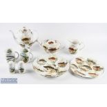MacDonald Fine Bone China Fishing Ceramics - teapot, coffee pot, jug, salt & pepper, 2x cups (1 A/