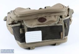 Snowbee waist tackle bag - large pocket with internal pockets, zip close, front flap down work area,