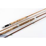 J S Sharpe Aberdeen whole cane salmon rod, 10' approx. 2pc, 25" handle, alloy fittings, one guide