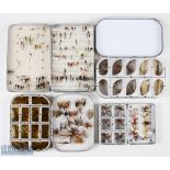 A collection of alloy fly boxes, containing a large selection of trout flies, made up of - 1x