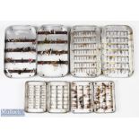 Richard Wheatley slim alloy fly box with 8x magnetic strips and over 50x small wet flies; Richard