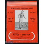 1953 Clyde v Everton Football Programme 14th May 1953 charity benefit match in aid of De La Salle