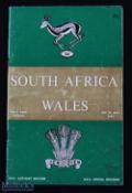1964 S Africa v Wales Rugby Programme: Magazine-style issue for Wales first overseas test, the