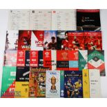 Bryn Meredith's Welsh etc Rugby Programmes, some Signed (24): Three multi-signed to centre pp, v